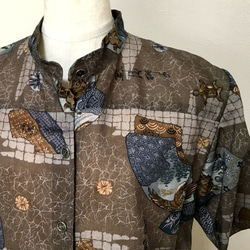 着物リメイク シャツ  Ｌ サイズ  ブラウス   おしゃれ着 3枚目の画像