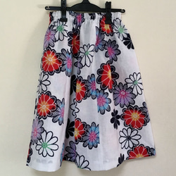 浴衣リメイク K  ミニスカート 子供 着物リメイク  コットン フリーサイズ 1枚目の画像