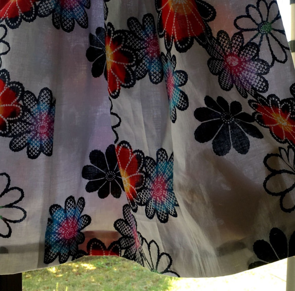 浴衣リメイク K  ミニスカート 子供 着物リメイク  コットン フリーサイズ 3枚目の画像