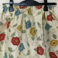 着物リメイク ＰＰ 大島紬 ギャザースカート フリーサイズ シルク 2枚目の画像