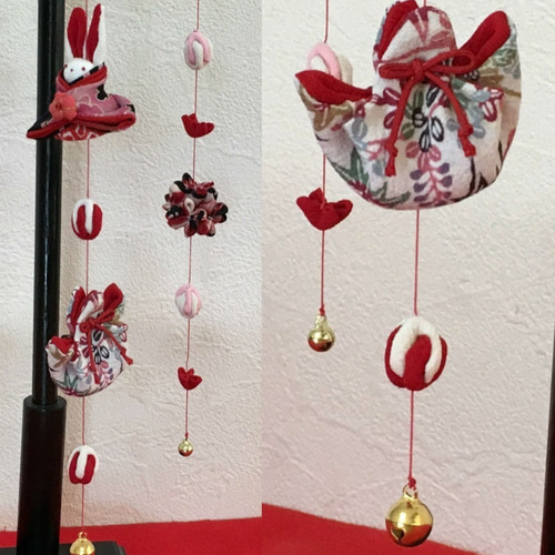 つるし飾り3本 Z 吊るし雛 ひな祭り 桃節句 着物リメイク シルク