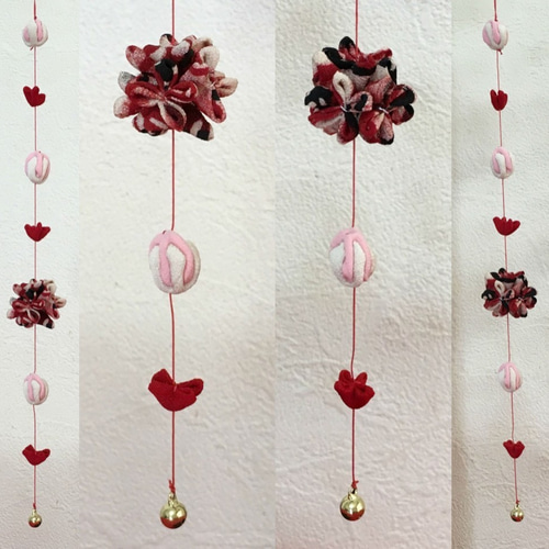 つるし飾り3本 Z 吊るし雛 ひな祭り 桃節句 着物リメイク シルク