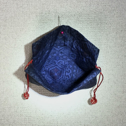 着物リメイク 巾着袋 Ｆ 大島 シルク 和風 ポシェット きんちゃく 3枚目の画像