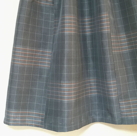 着物リメイク Ｓ 大島 ギャザースカート フリーサイズ シルク 3枚目の画像