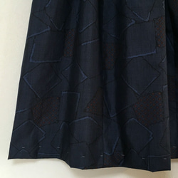 着物リメイク Ｉ 大島 ギャザースカート フリーサイズ シルク 3枚目の画像