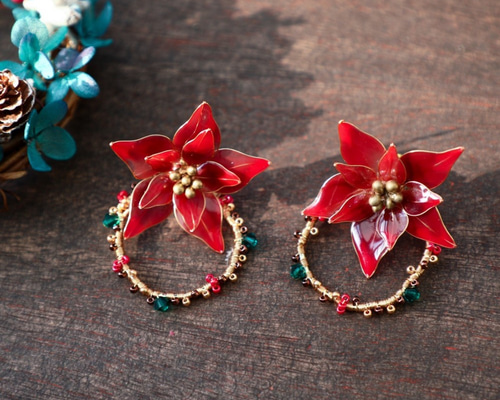 クリスマス＊イヤリング♡ 送料無料】〔2wayイヤリング〕12月はクリスマスデザイン☆マンスリー