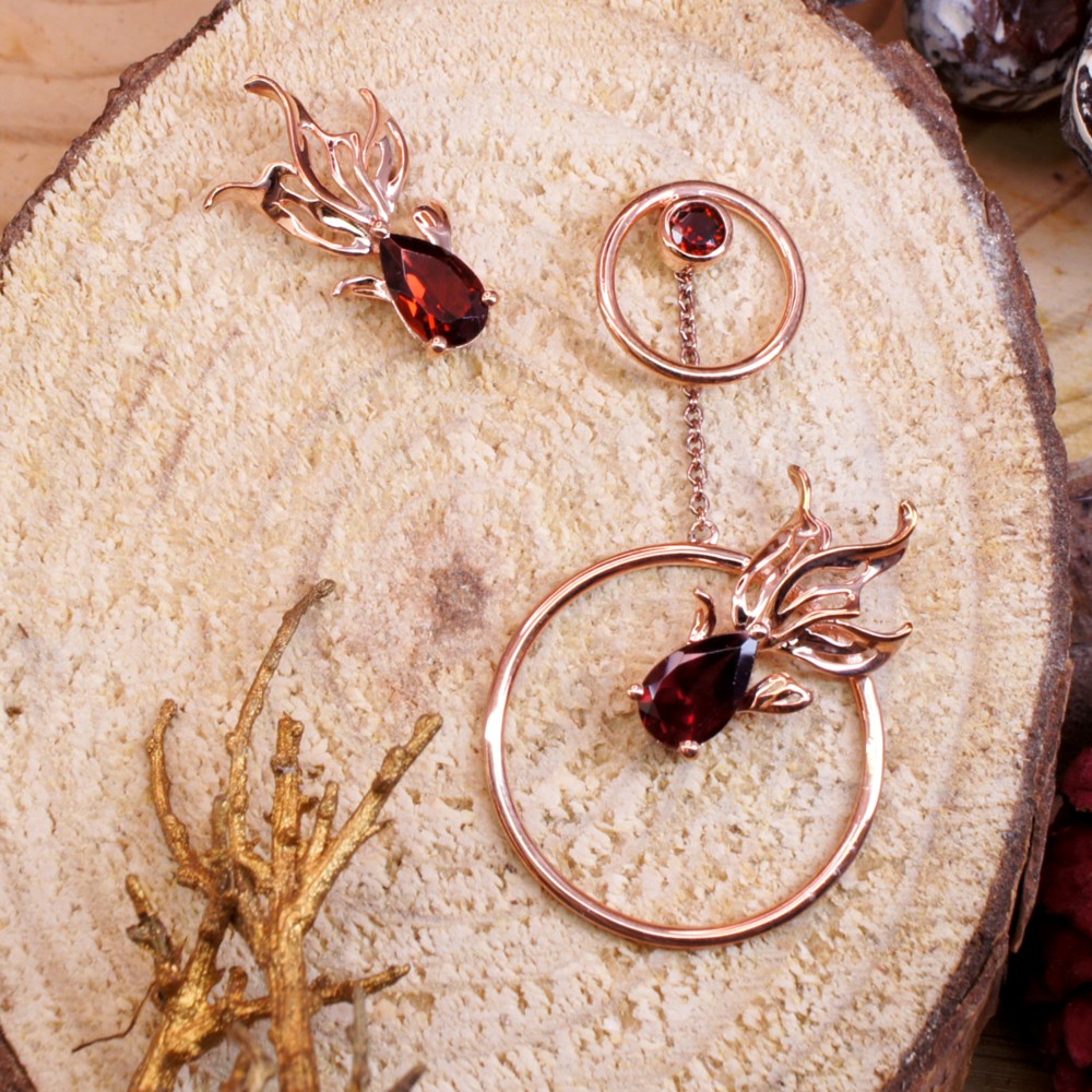 GOLD FISH - Ganet 18K Rose Gold Plated Silver Unbalance