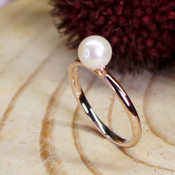 心醉 - 6mm 白色珍珠 純銀 電18K 玫瑰金 戒指 第1張的照片