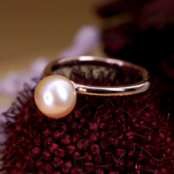 ENCHANTED – Pink Pearl 18K Rose Gold Plated Silver Ring 3枚目の画像