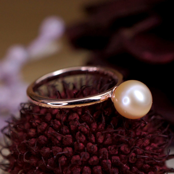 ENCHANTED – Pink Pearl 18K Rose Gold Plated Silver Ring 5枚目の画像