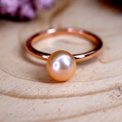 ENCHANTED – Pink Pearl 18K Rose Gold Plated Silver Ring 7枚目の画像