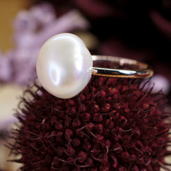 心醉 - 巴洛克形 白色 珍珠 銀 電 18K 玫瑰金 戒指 第3張的照片