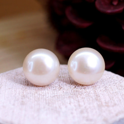 EMPATHY – White Pearl Rhodium Plated Silver Stud Earring 1枚目の画像