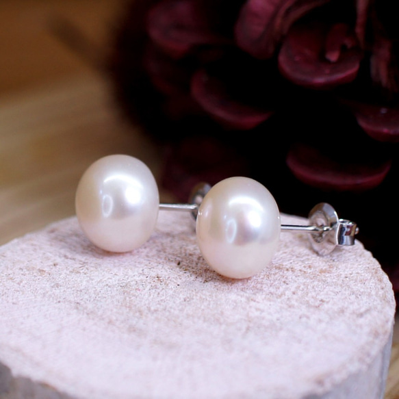 EMPATHY – White Pearl Rhodium Plated Silver Stud Earring 4枚目の画像