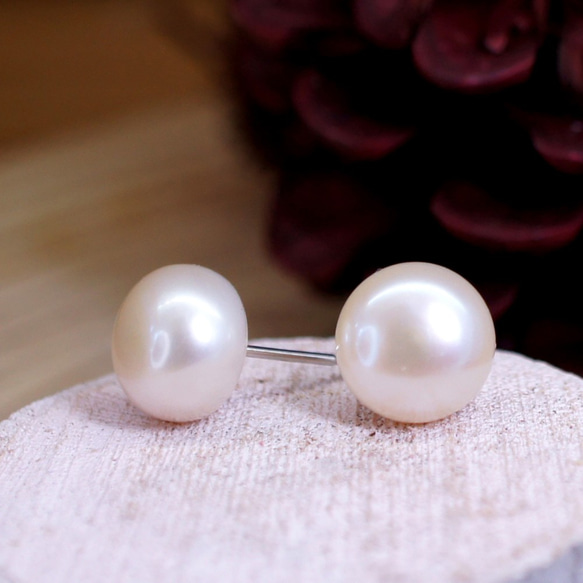 EMPATHY – White Pearl Rhodium Plated Silver Stud Earring 7枚目の画像