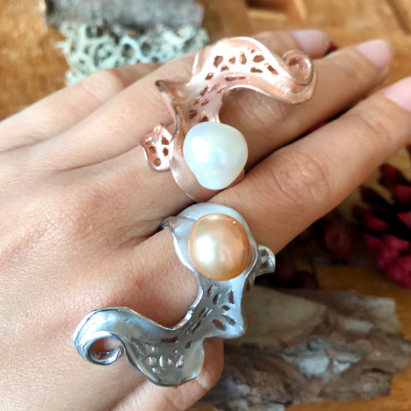 BALLERINA– Baroque Pearl 18K Rose Gold Plated Silver Ring 3枚目の画像