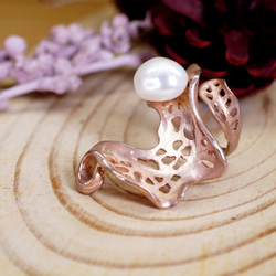 BALLERINA– Baroque Pearl 18K Rose Gold Plated Silver Ring 4枚目の画像