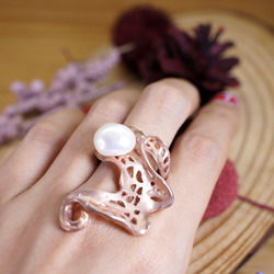 BALLERINA– Baroque Pearl 18K Rose Gold Plated Silver Ring 7枚目の画像