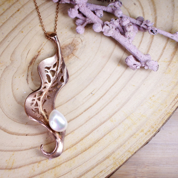 BALLERINA – Pearl 18K Rose Gold Plated Silver Necklace 4枚目の画像
