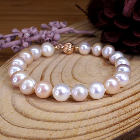EMPATHY - Potato Pink Pearl Silver Ball Clasp Bracelet 3枚目の画像