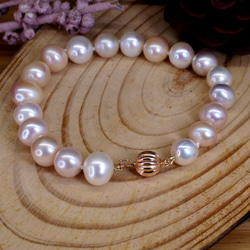 EMPATHY - Potato Pink Pearl Silver Ball Clasp Bracelet 6枚目の画像