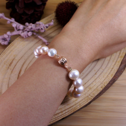 EMPATHY - Potato Pink Pearl Silver Ball Clasp Bracelet 8枚目の画像