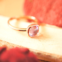 6mm 枕形卜面紫晶純銀電18K 玫瑰金戒指 第3張的照片