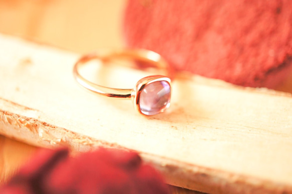 6mm Cushion Cabochon Amethyst Silver Ring 3枚目の画像