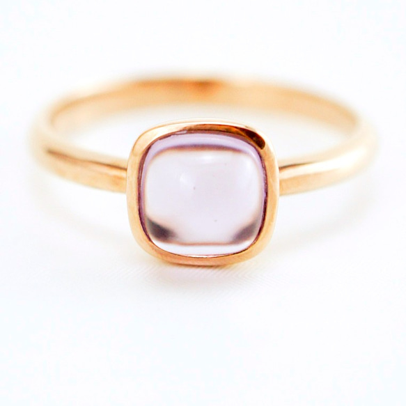 6mm Cushion Cabochon Amethyst Silver Ring 5枚目の画像