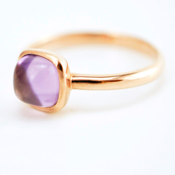 6mm Cushion Cabochon Amethyst Silver Ring 6枚目の画像