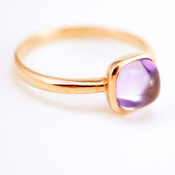 6mm Cushion Cabochon Amethyst Silver Ring 7枚目の画像