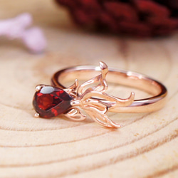 GOLD FISH - Garnet 18K Rose Gold Plated Silver Ring 5枚目の画像