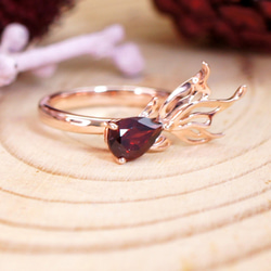 GOLD FISH - Garnet 18K Rose Gold Plated Silver Ring 7枚目の画像