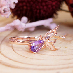金魚 - 紫水晶純銀電18K玫瑰金戒指 第4張的照片