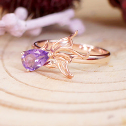 GOLD FISH - Amethyst 18K Rose Gold Plated Silver Ring 5枚目の画像
