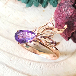 GOLD FISH - Amethyst 18K Rose Gold Plated Silver Ring 6枚目の画像