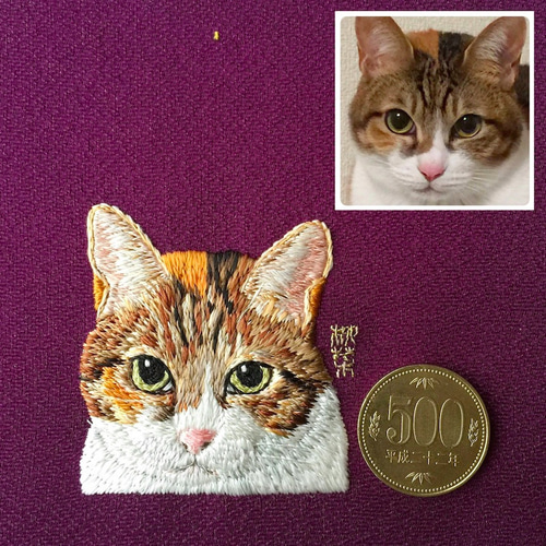中国絵画 絹本 額装用 裏打ち済み　猫の刺繍額　中国工芸 額装用猫のだいぶリアル刺繍 その他アート 柳菜 通販 2030258｜Creema