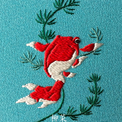 昭和レトロ刺繍絵、日本画 アート、木製 フレーム 金魚 昭和レトロ 木製 フレーム 金魚 デメキン 3匹 水彩画 日本画