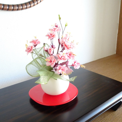 パンフラワー/パン粘土/桜/台座付き/癒し】桜満開♡ほっこり可愛い