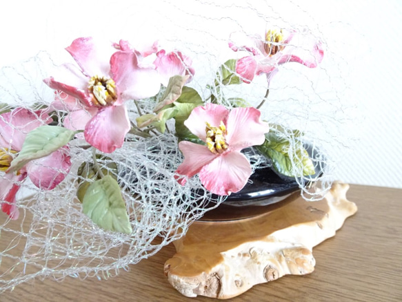 品切.)【Flower Ring】【パンフラワー】薄紅色のハナミズキ(花水木  