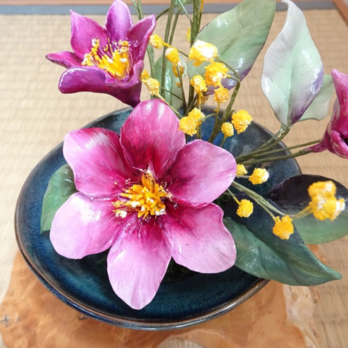 現品限り】【パンフラワー】【和】テッセンとミモザ 心和む癒しの特別