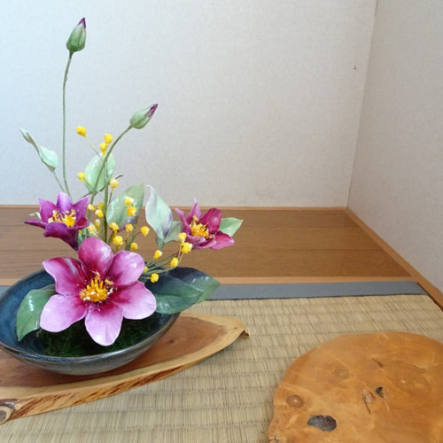 現品限り】【パンフラワー】【和】テッセンとミモザ 心和む癒しの特別