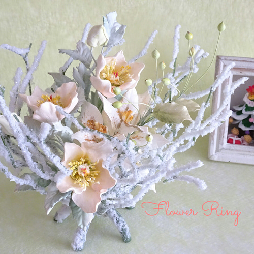 Creema限定【冬の花/粘土の花/クリスマス】雪の花 クリスマスローズ
