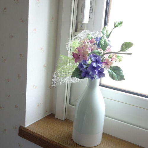 パンフラワー パン粘土/パンフラワー】上品爽やか 紫陽花のパンフラワー