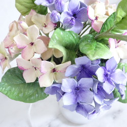 【パン粘土/ピンク/ブルー】上品爽やかミニサイズ 紫陽花のパンフラワーアレンジメント 3枚目の画像