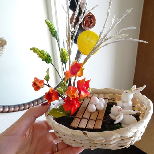 うさぎ/十五夜/和/パン粘土】只今お月見準備中ウサギのパン