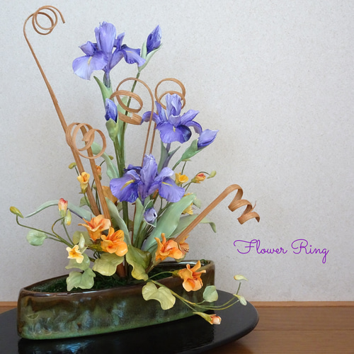 和/パンフラワー/パン粘土】菖蒲(アイリス)/ナスタチウムのパン