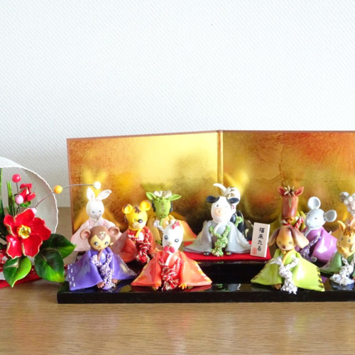 可愛い十二支と華やかに彩るお正月お飾りセット♪十二支/椿/松/水引