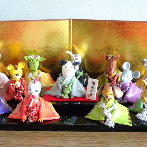 可愛い十二支と華やかに彩るお正月お飾りセット♪十二支/椿/松/水引