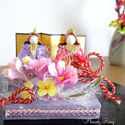 桃の節句/雛飾り/パン粘土】 ふっくら福雛さん/ビオラ/ハニーフラワー